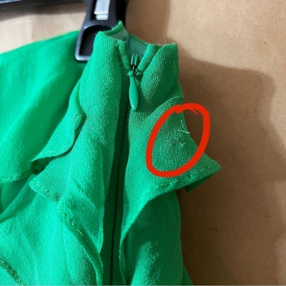 Jill Stuart | NWT One Shoulder Ruffle Silk Mini Dress Cocktail Green Size 10 - Picture 9 of 16